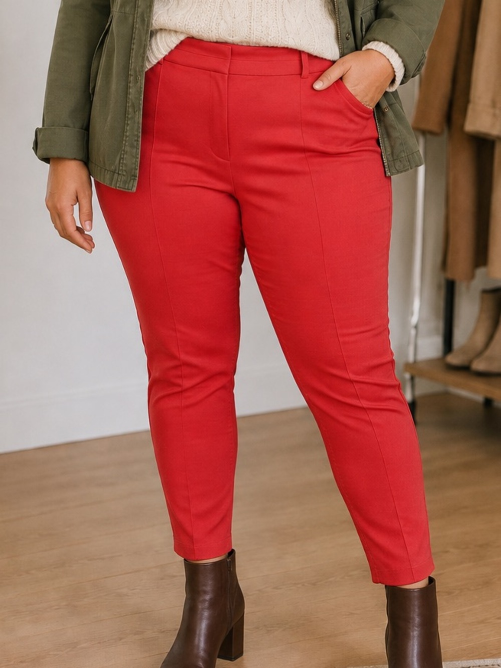 Lane Bryant curvy Allie skinny ankle pants, tangerine size 14 stretch